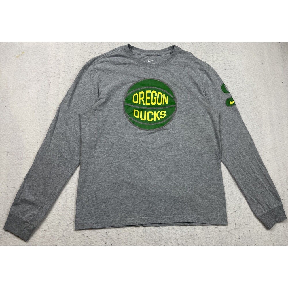 Nike Oregon Ducks Men’s Medium NCAA Basketball Heather Gray Long Sleeve Shirt